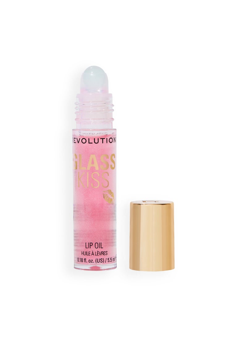 REVOLUTION Glass Kiss Roller Ball Lip Oil Fairytale Pink Shimmer - Image 2